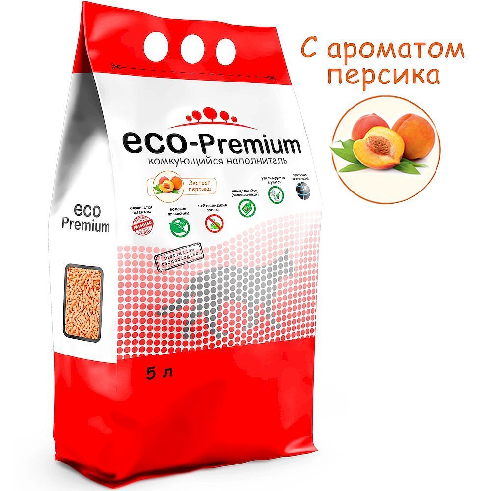 ECO Premium Персик наполнитель древесный  1,9 кг 5 л