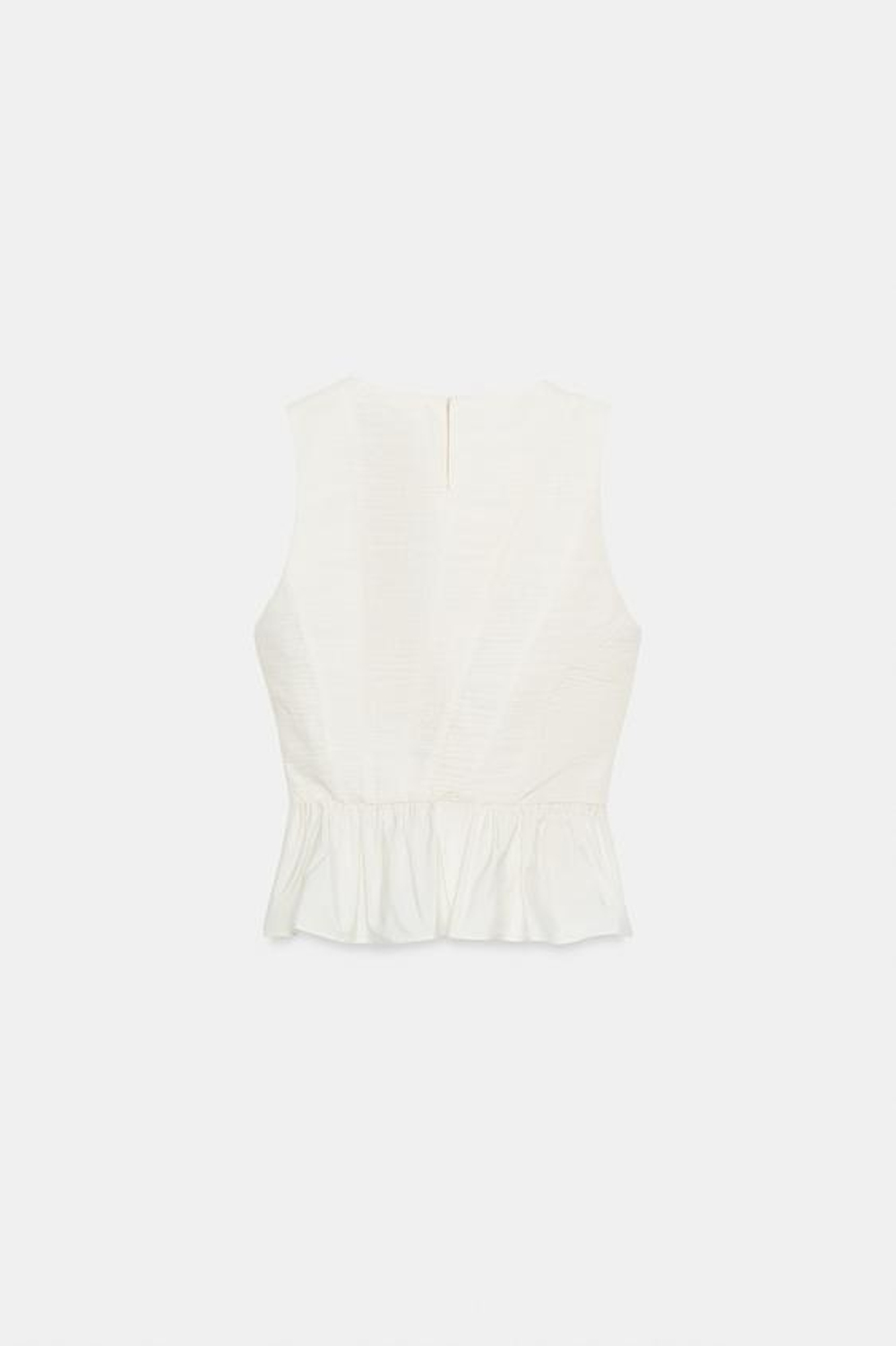 ZARA ТОП СО СБОРКАМИ И ВОЛАНАМИ, ЭКРЮ