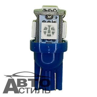 Светодиод 12V T10  5SMD 5050 BLUE W2,1x9,5D( без цок.) синий