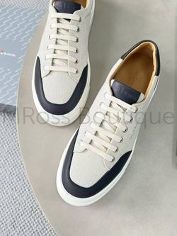 Мужские кеды Kiton белого цвета с синими деталями