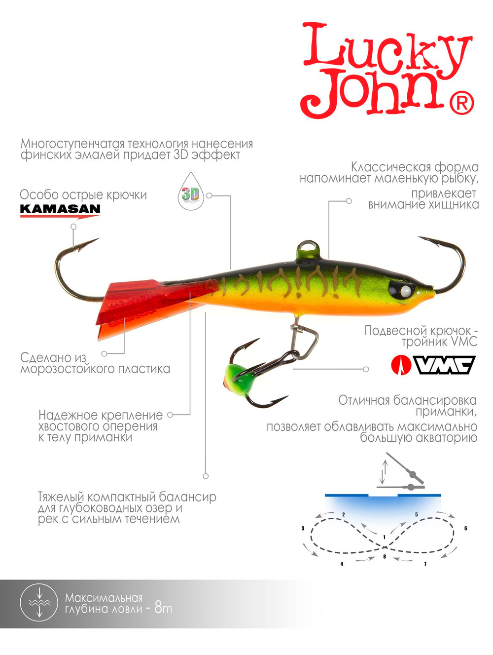 Балансир Lucky John NORDIC 4 с тр. 40мм/301RT блистер