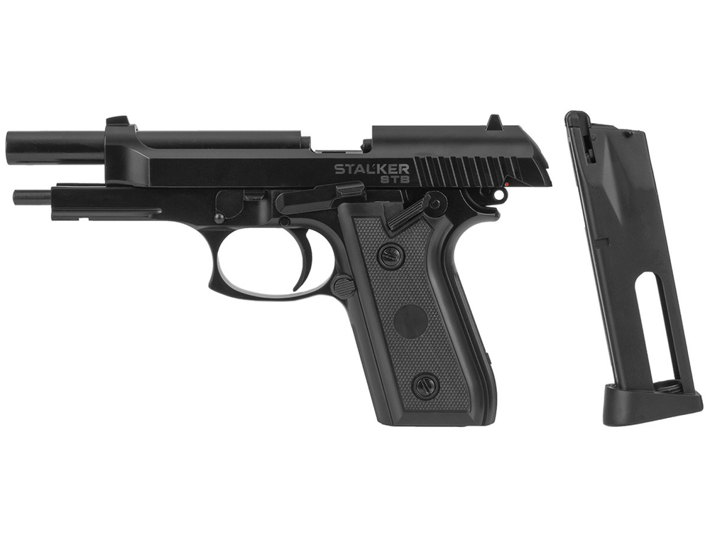 Пистолет пневматический Stalker STB (Taurus PT92) к.4,5мм,  12г CO2, металл, 100 м/с, Hop-Up, Blowback, автоогонь