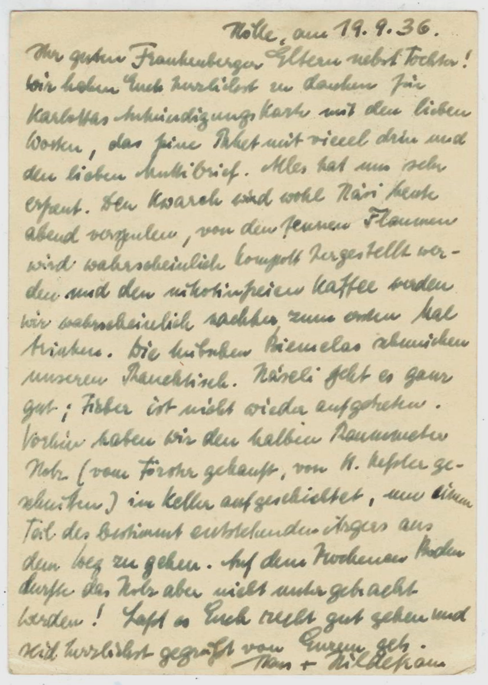 Почтовая карточка - Германия - 1936 год. Подписана, прошла почту