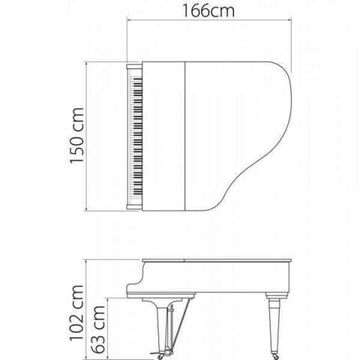 KAWAI GL-30 M/PEP - рояль, 166х150х102, банкетка (600),черный полиров., механизм Millennium III.