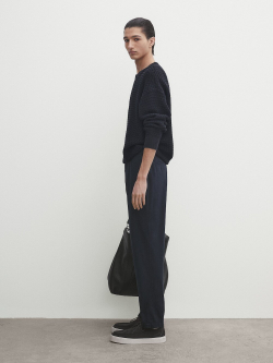 Massimo Dutti Зауженные брюки чинос из трикотина, темно-синий