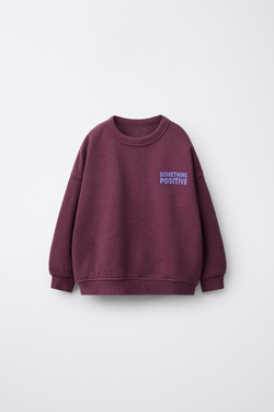 ZARA ТОЛСТОВКА С НАДПИСЬЮ, ГРАНАТОВЫЙ