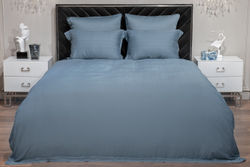 Постельное белье 1.5 спальное Garda Decor Муар сине-зеленое бамбук