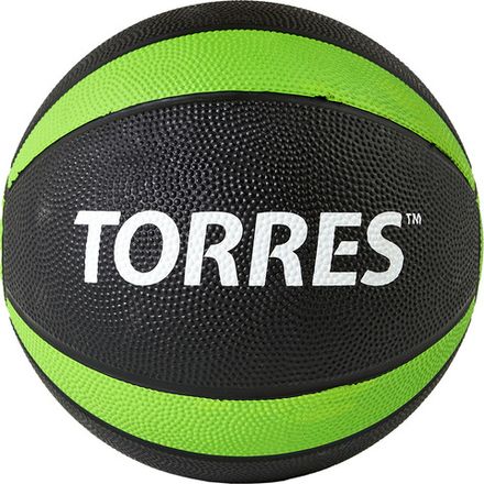Медбол TORRES 4 кг, AL00224, резина, диаметр 21,9 см, черно-зеленый