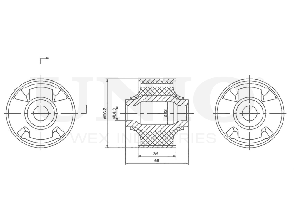 Сайлентблок задний переднего нижнего рычага UNIO RMP-20162