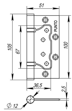 Петля универсальная Punto (Пунто) без врезки 200-2B 100x2,5 CР (хром)