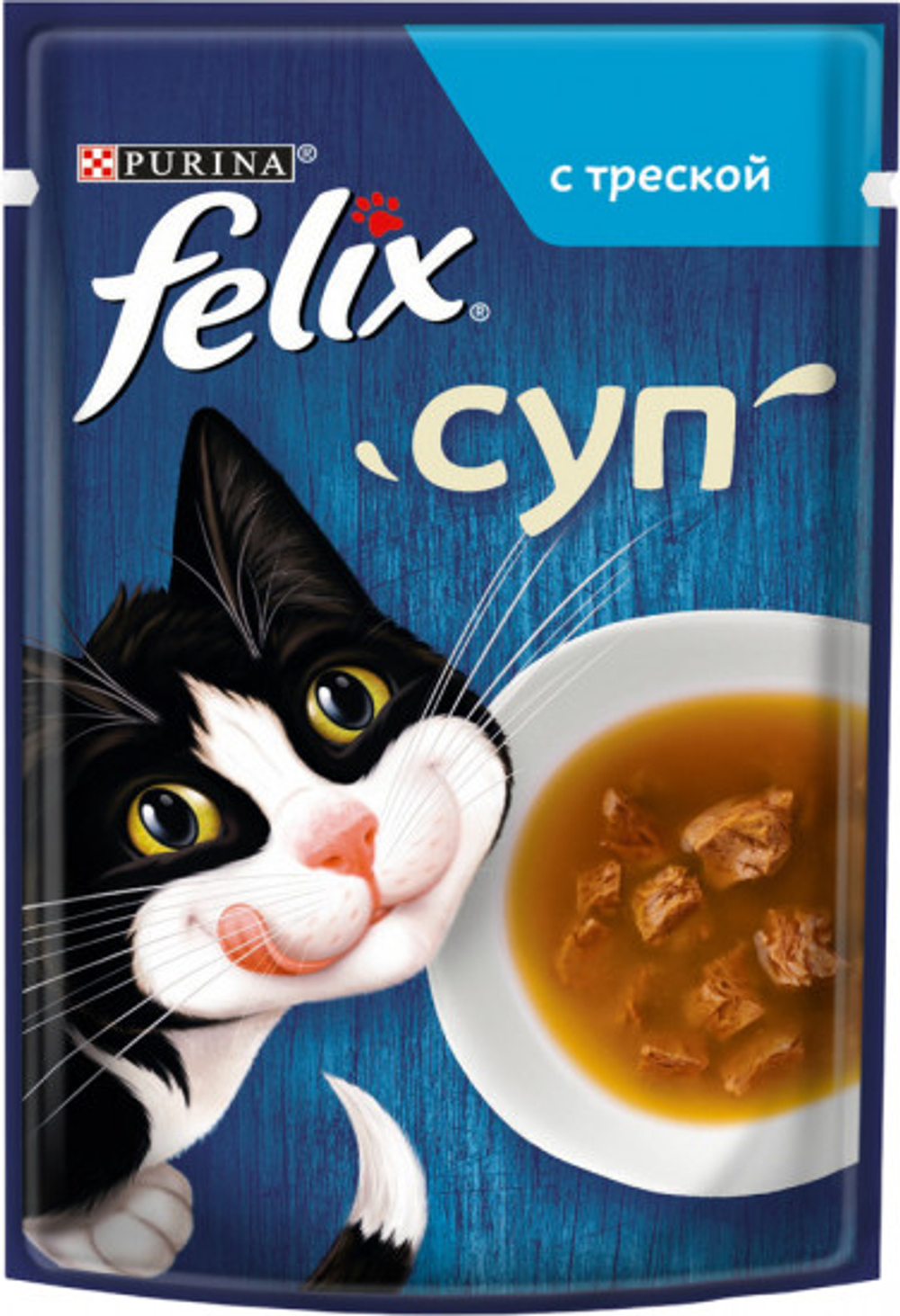 Felix, Корм для кошек, Суп с треской, 48 гр.