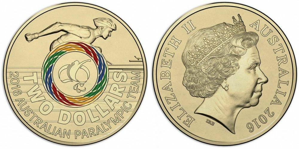 Австралия 2 доллара, 2016 Паралимпийские игры, Рио-де-Жанейро UNC