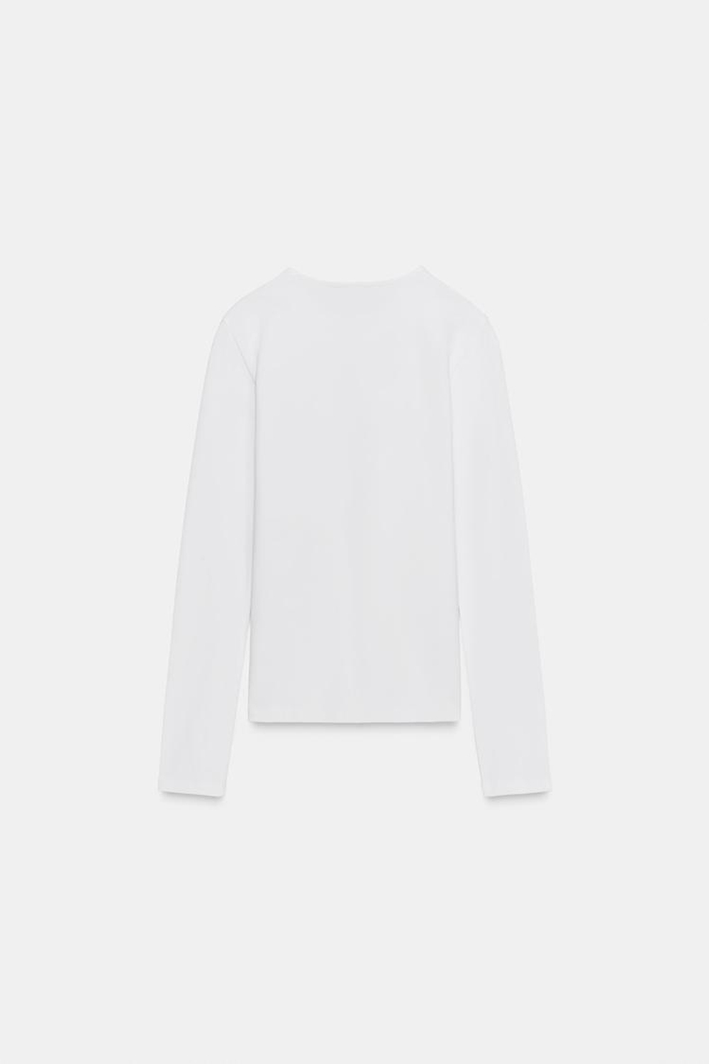 ZARA БАЗОВАЯ ХЛОПКОВАЯ ФУТБОЛКА, БЕЛЫЙ