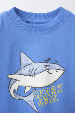 ZARA ФУТБОЛКА С ПРИНТОМ, СИНИЙ