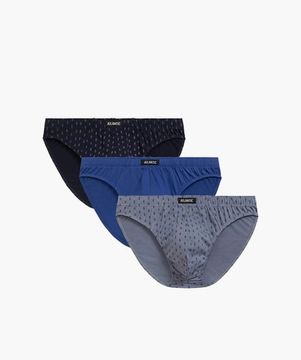 Мужские трусы (3шт) слипы спорт Atlantic 3MP-177, темно-синий + темно-голубой + серый