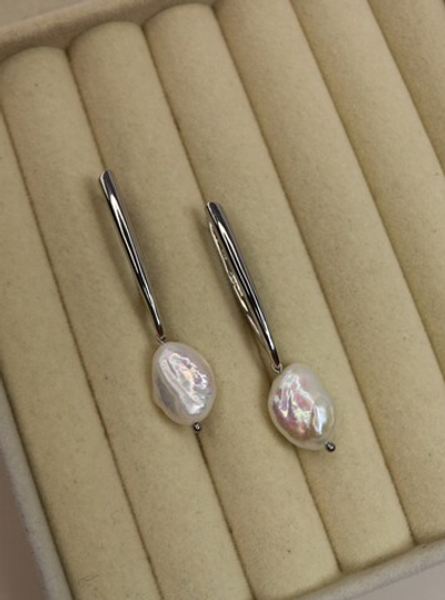 Серьги с натуральным барочным жемчугом "Жемчужный штрих"