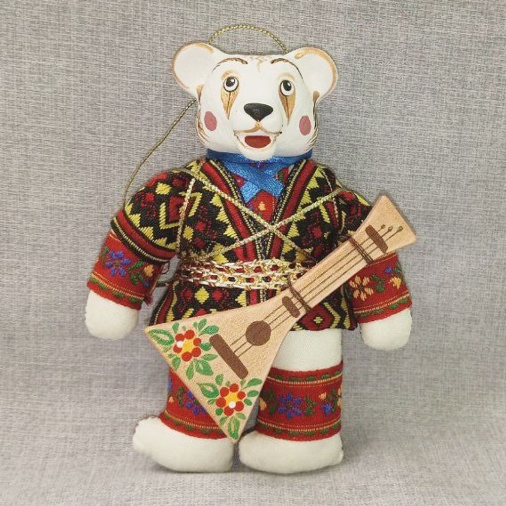 Ёлочная игрушка Медвежонок Музыкант с балалайкой