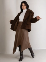 Юбка кожаная трапеция миди