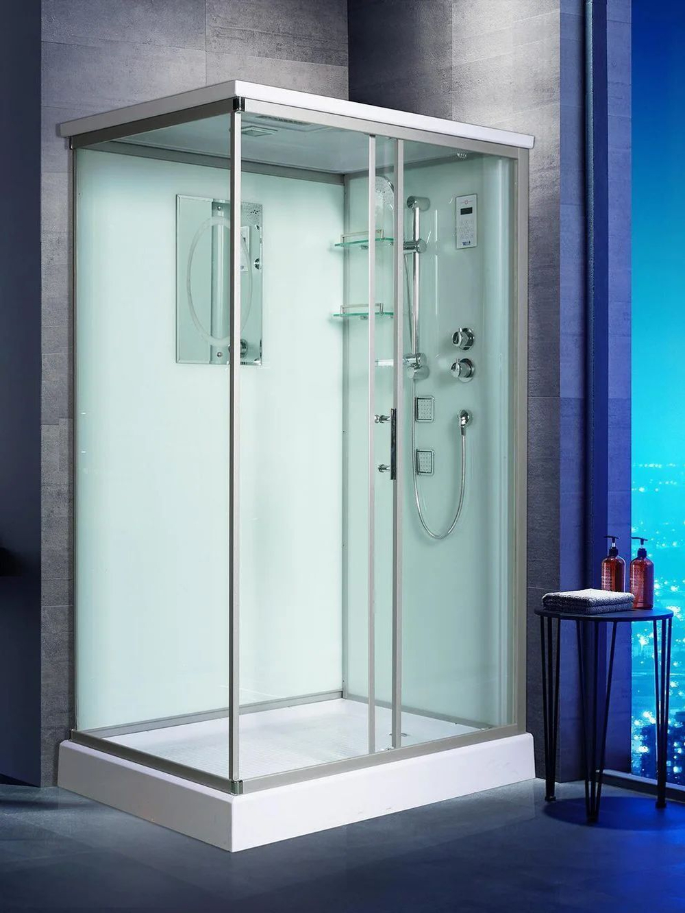 Душевая кабина WeltWasser  WW500 LAINE 1214 120х90 см,  прозрачное стекло, поддон низкий, крыша, гидромассаж
