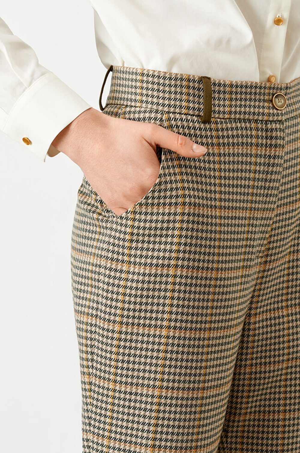 3944 Брюки женские (пепельно-бежевый клетка 2)