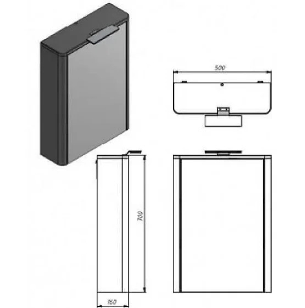 зеркальный шкаф ЮВЕНТА LvrMC-50 структурный камень