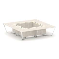 Steel Meet Стол переговорный квадратный MMK-PR.B.SP-16K Денвер Светлый/Ваниль Глянец/Нержавеющая Ста