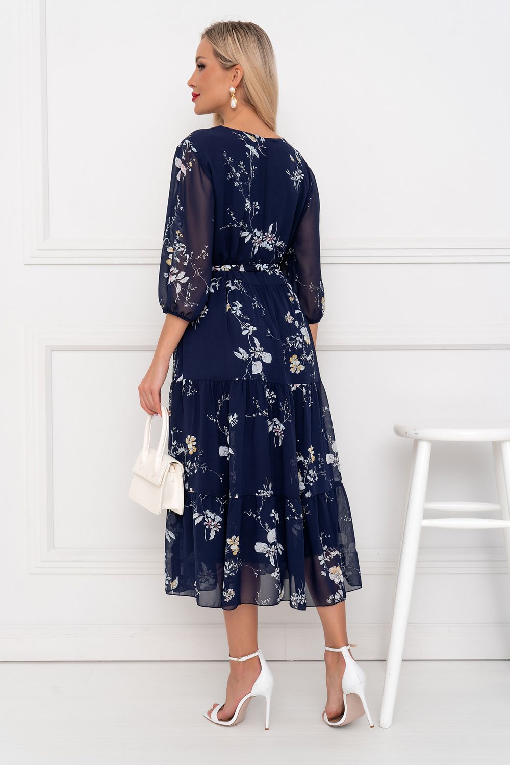 Платье Хелен (темно-синий/цветы) Р11-1075/16 Nikol (Акция)