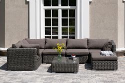"Лунго" трансформирующаяся лаунж-зона из искусственного ротанга, цвет графит