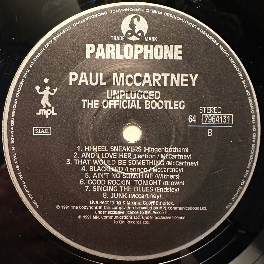 Paul McCartney - Unplugged (Италия 1991г.)