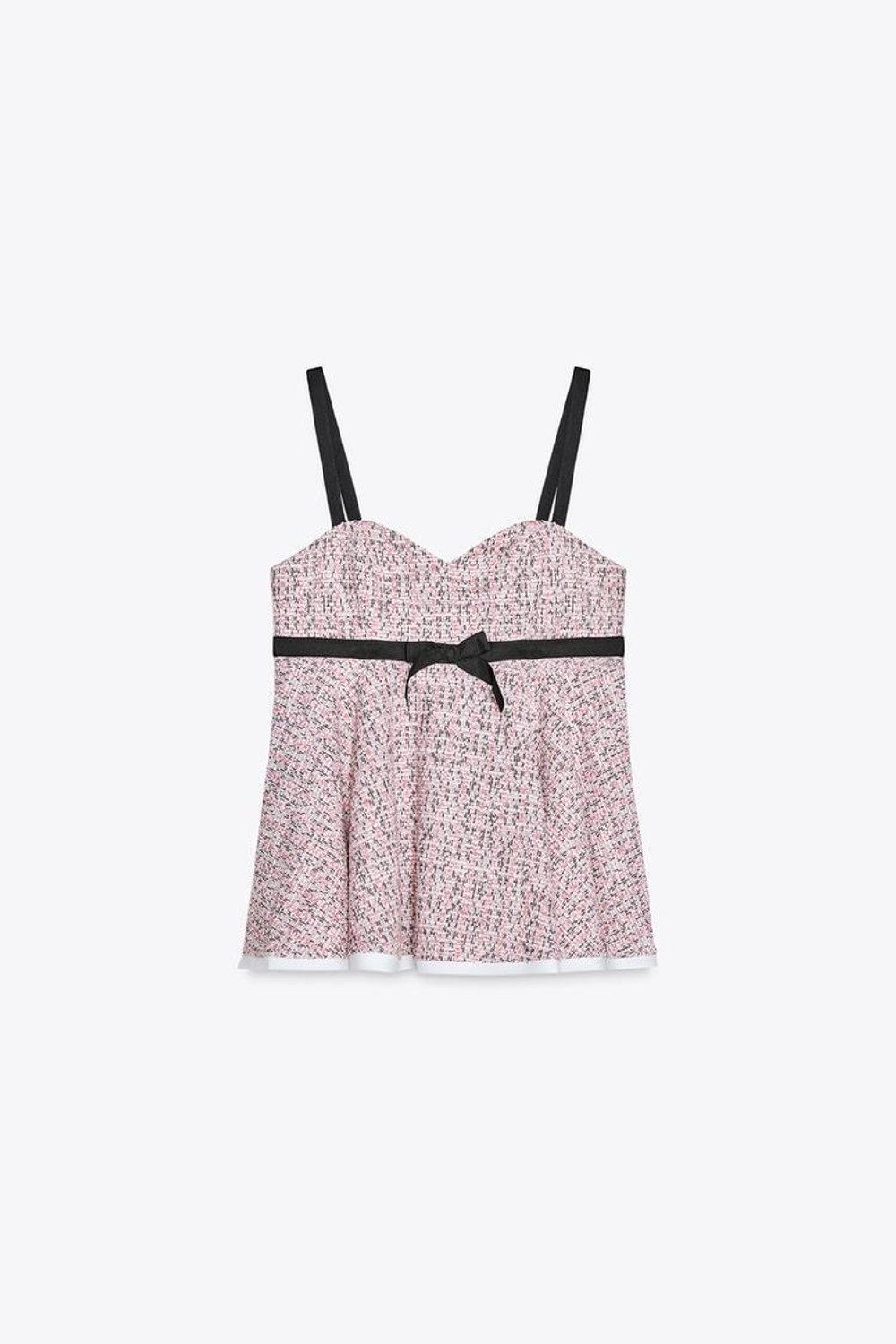 ZARA ТОП С КОНТРАСТНЫМИ ДЕТАЛЯМИ И РЕЛЬЕФНЫМ УЗОРОМ, РОЗОВЫЙ