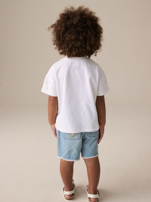 Футболка с вышивкой для девочки Next E51-319, Белый