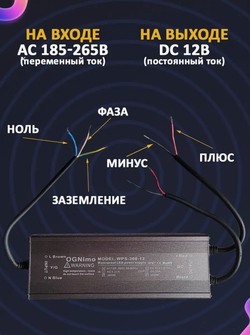 Блок питания наружный 220В / 12В / 300W / IP67
