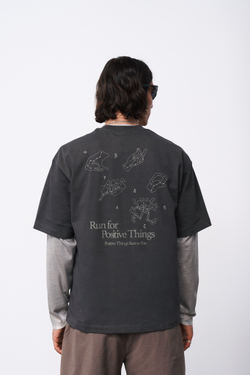 Футболка Blue Monte T-Shirt with Frog, Hand, Tree, and Stone Print "Rock Ash"