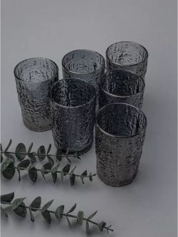 Набор стаканов с рельефным узором, 240 мл. 6 шт. Серые