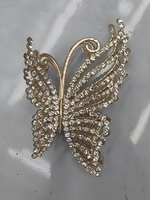 Заколка - краб для волос со стразами на блистере «ДЕ Палма», бабочка, цвет золото и серебро, 10*6.5см (пакет с подвесом)