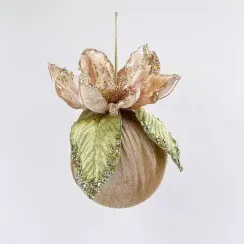 Винтажный шар Агава 15 см., шампань, 1 шт., Christmas DeLuxe (86578)