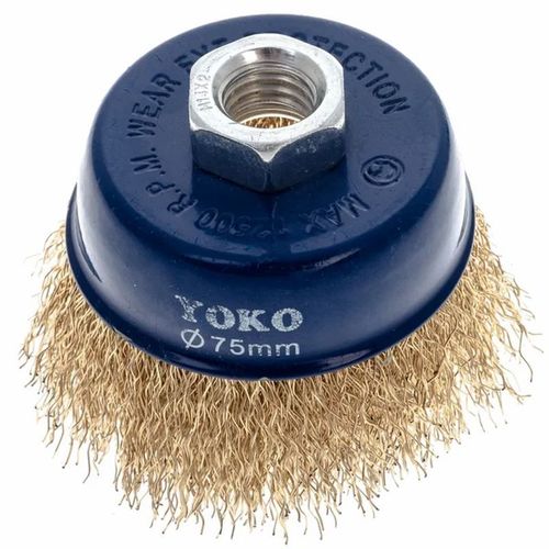 Щетка чашечная 75 мм/М14 для УШМ, проволока витая латунированная Yoko
