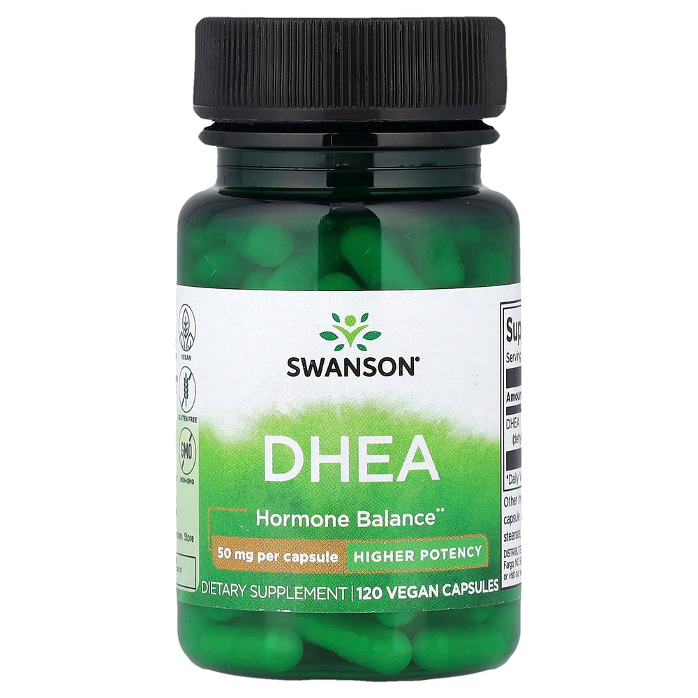 Swanson Vitamins, DHEA, повышенная эффективность, 50 мг, 120 веганских капсул