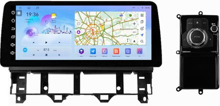 Магнитола для Mazda 6 GG 2002-2007, Atenza (джойстик в комплекте, рамка LUX) - FarCar монитор 12.3" 2K QLED на Android 14, TS10, CarPlay, 4G SIM-слот