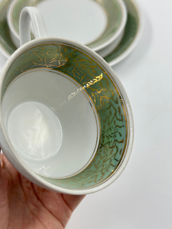 Чайное трио с зелёной каймой