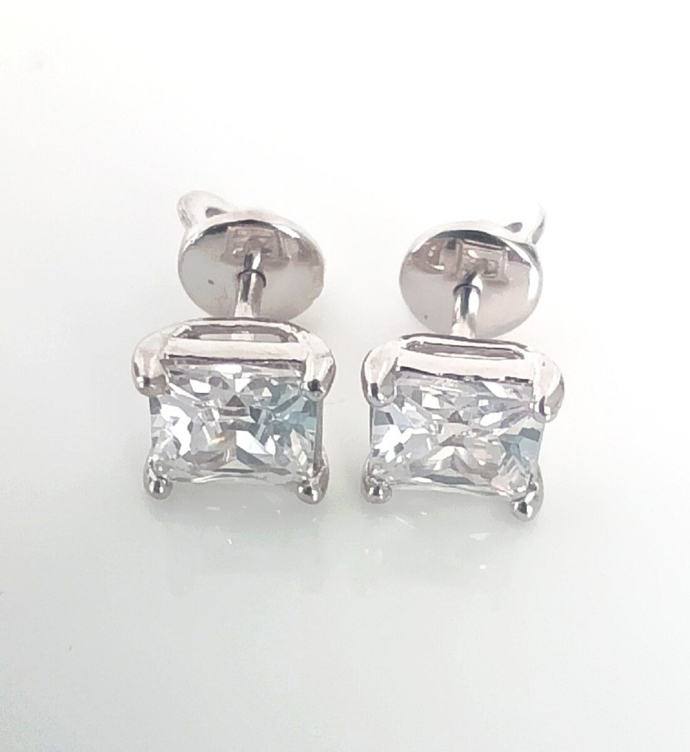 Серьги пусеты Эстерелла, серебро 925 пробы, фианит, родирование/Ф