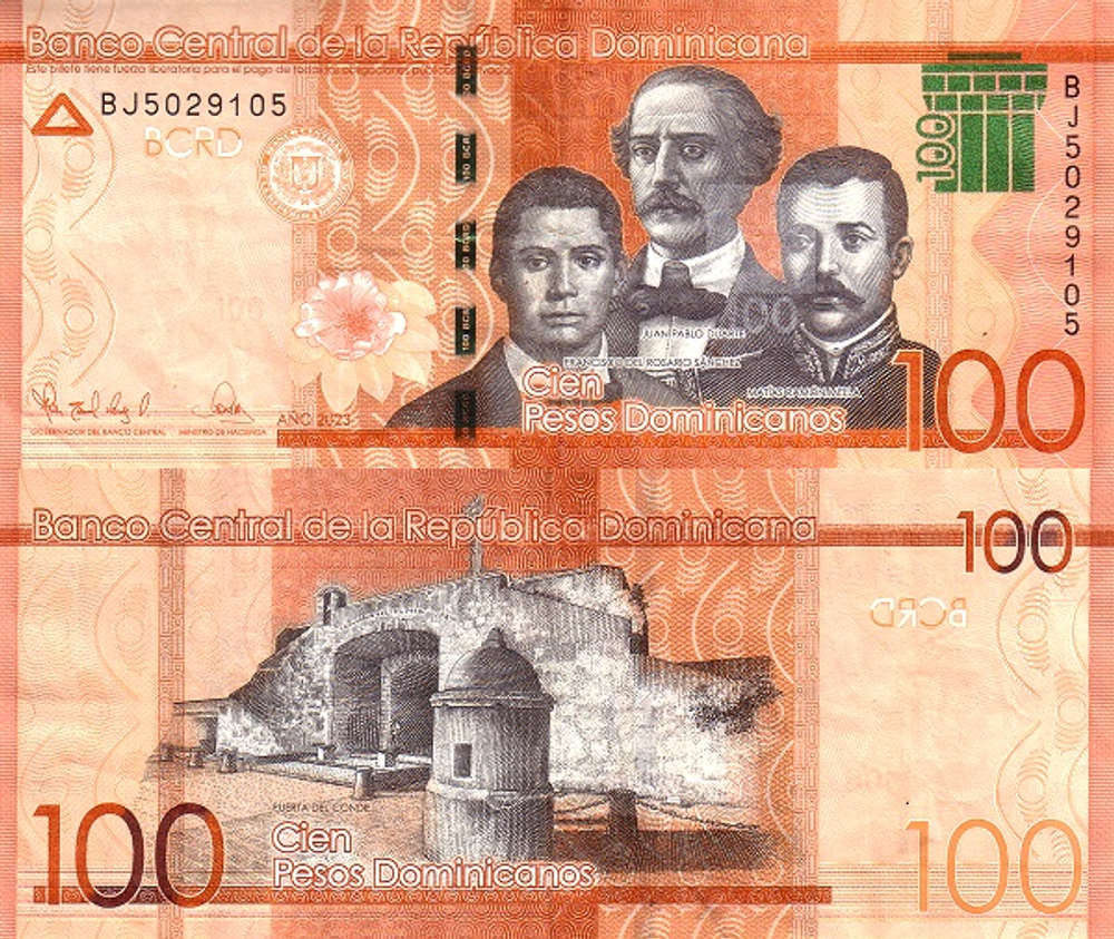 Доминикана 100 песо 2014-2024 Ворота графа UNC