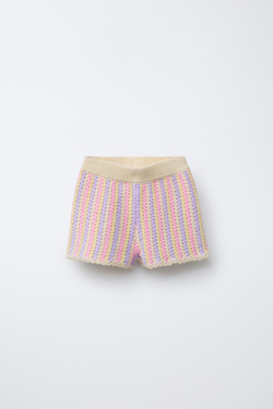 ZARA ШОРТЫ ИЗ ТРИКОТАЖА В ПОЛОСКУ, ПАСТЕЛЬНО-РОЗОВЫЙ