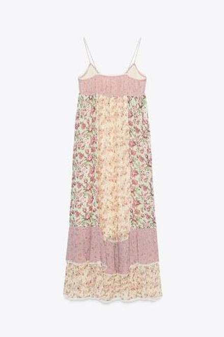 ZARA ПЛАТЬЕ В СТИЛЕ ПЭЧВОРК С ЦВЕТОЧНЫМ ПРИНТОМ, РАЗНОЦВЕТНЫЙ