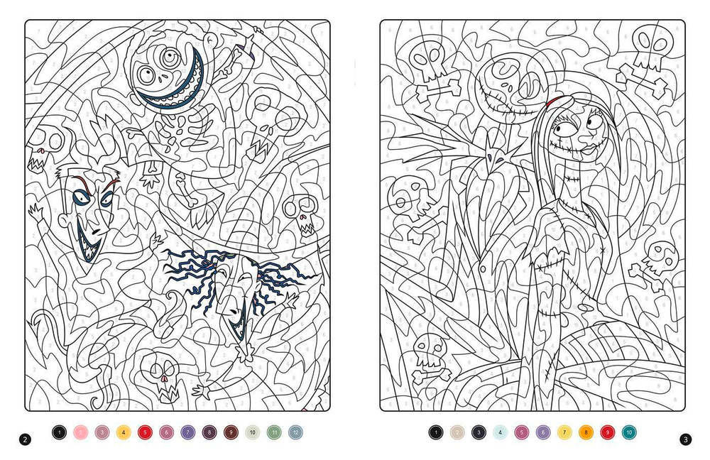Hachette  раскраска по номерам  L'ÉTRANGE NOËL DE MR JACK - Coloriages magiques - Mystères (7+) - Disney
