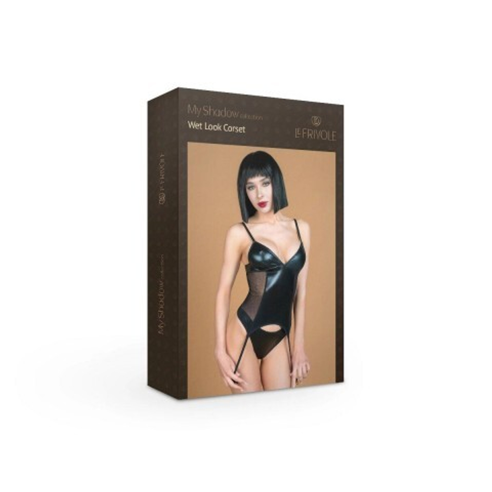 Корсаж с трусиками из материала wet look My Shadow, XXL/XXXL