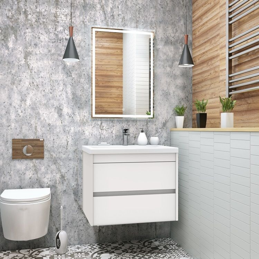 FAMILY База под раковину подвесная с двумя выкатными ящиками, Bianco Lucido, 750x480x550, Family-750-2C-SO-BL