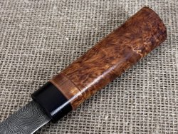 Якутский нож "Шейник", Дамасская сталь, рукоять мореная карельская берёза