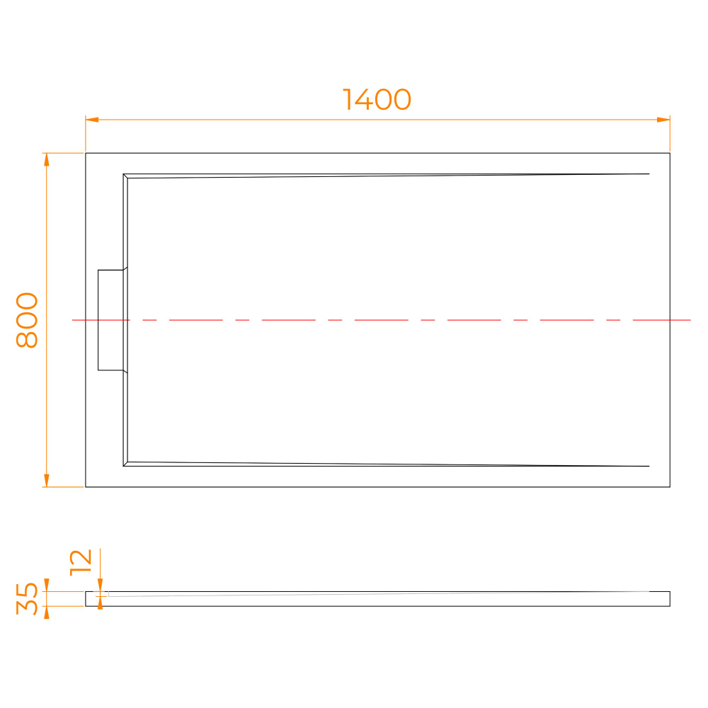 Душевой поддон прямоугольный RGW STL MB Черный мрамор (800x1400)