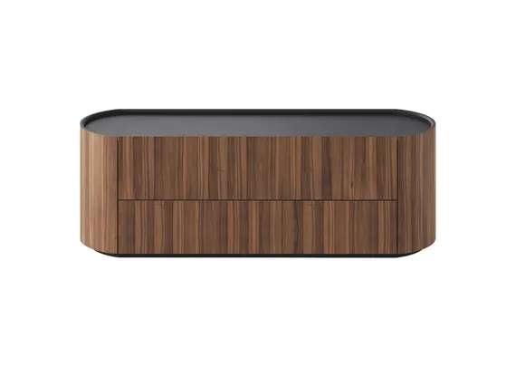 Тумба Lagom под ТВ 2 ящика ширина 140 см (орех, черный)